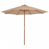 Umbrelă soare de exterior, st&acirc;lp metalic, 300 cm, gri taupe