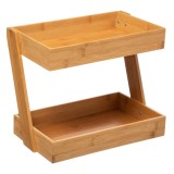 Etajera colt 5Five pentru bucatarie, 2 niveluri, bambus, 26x22x31cm, maro natural Household NewTrend