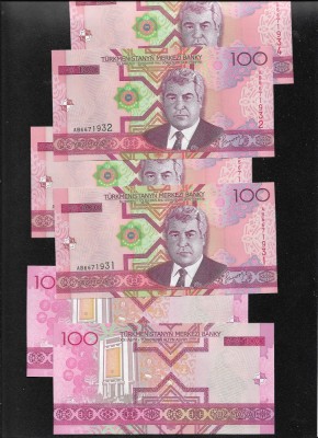 Turkmenistan 100 manat 2005 unc pret pe bucata foto