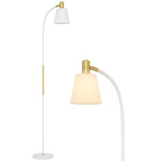 HOMCOM Lampadar de salon reglabil &icirc;n &icirc;nălțime 127-160 cm cu intrerupator, soclu E27, alb | Aosom Romania