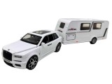 Macheta Auto Rolls-Royce Cullinan alb cu Rulota 1:32 Metal Die-Cast Lumini si Sunete