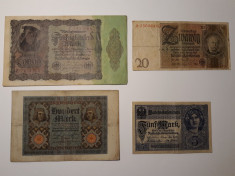 BANCNOTE GERMANIA -5 MARCI 1917 -20 MARCI 1924 -100 MARCI 1920 -50000 MARCI 1922 foto