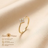 Inel Floare de Diamant , model fin cu zirconia, placat cu aur 14K