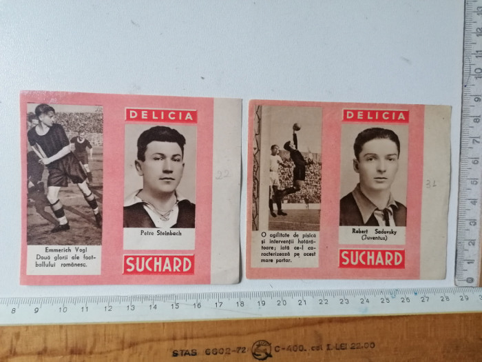 RARE = LOT 2 SURPRIZE DELICIA SUCHARD INTERBELICE - FOTBAL -ECHIPA JUVENTUS