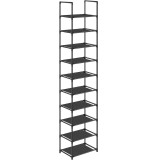 SONGMICS Suport pentru pantofi cu 10 nivele, cadru metalic, rafturi din textil, 33x33x173cm, negru Household NewTrend