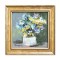 Tablou inramat pictat manual, Floricele de campie, 25x25cm ulei pe panza in cutit efect 3D, Geo Ungureanu