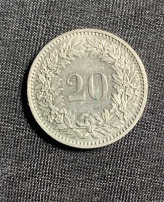 Moneda 20 rappen 1975 Elvetia foto