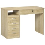 HOMCOM Birou Cameră sau Office Lemn cu 2 Sertare și 2 Chei, 110x50x76 cm, Stejar | Aosom Romania