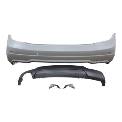 Set bara spate MERCEDES C-CLASS (W204), 03.2011-, cu gauri senzori parcare; grunduit, de vopsit; type AMG; cu spoiler; cu gaura evacuare pe stanga; T foto