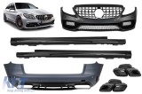 Pachet de tuning design A potrivit pentru Mercedes C-Class S205 2013-2018 cu grila GT crom/neagra si terminatii de evacuare negre Performance AutoTuni