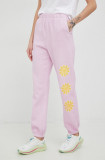 Cumpara ieftin Billabong pantaloni de trening din bumbac X SMILEY femei, culoarea violet, cu imprimeu