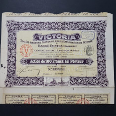 Actiune petrol 1913 soc. Victoria , Baicoi , Tintea , titlu , actiuni