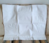 Fata de perna, Vintage din bumbac cu broderie manuala florala si monograma