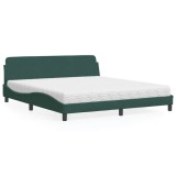 VidaXL Pat cu saltea, Dover, verde &icirc;nchis, 180x200 cm, catifea 3208454