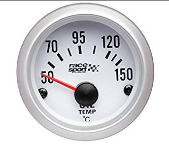 Ceas indicator tempoeratura ulei Sumex Race Sport, alb, 52mm 12V, 50-150 grade, iluminat foto