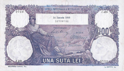 REPRODUCERE bancnota 100 lei 1910 Romania foto