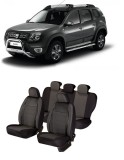 Cumpara ieftin Set huse scaune compatibile Dacia Duster 2010-2017 Piele + Textil (Compatibile cu sistem AIRBAG)