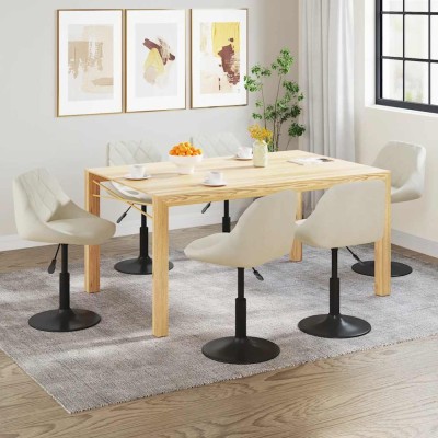 vidaXL Scaune de sufragerie pivotante 6 buc, crem, catifea foto