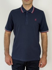 U.S. Grand POLO Tricou polo barbati cu logo brodat si detalii contrastante, Regular fit, Bleumarin inchis, M