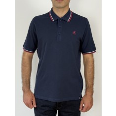U.S. Grand POLO Tricou polo barbati cu logo brodat si detalii contrastante, Regular fit, Bleumarin inchis, M