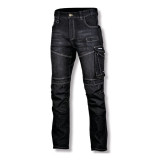 Pantaloni slim-fit cu elastic Lahti Pro, marimea XL, 176-182 cm, tip blugi, Negru/Gri