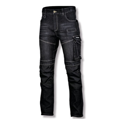 Pantaloni slim-fit cu elastic Lahti Pro, marimea 2XL, 182-188 cm, tip blugi, Negru/Gri foto
