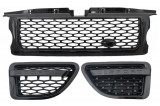 Ansamblu Grila Centrala si Grile Laterale compatibil cu Land Range Rover Sport L320 (2005-2008) Autobiography Look Negru Lucios RRFGA01BBE