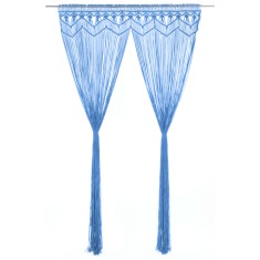Perdea macrame, albastru, 140 x 240 cm, bumbac foto