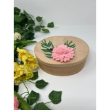 Cutie de Bijuterii din Lemn , Decorata cu Floare Roz din Fetru