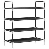 Cumpara ieftin Raft incaltaminte cu 4 rafturi, Metal si textil netesut, Negru