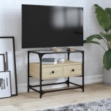 vidaXL Dulap TV blat sticlă, stejar sonoma, 60x35x51 cm lemn prelucrat