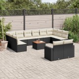 Gossi set mobilier de gradina cu perne, 13 piese, negru, poliratan