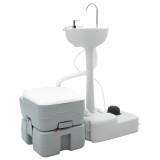 Cumpara ieftin Set de toaletă portabilă și suport pentru spălat m&acirc;inile , gri și alb