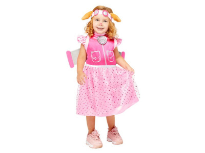 Costum Paw Patrol Skye 3 piese rochie, banderola cu urechi si ghiozdan cu aripi, Roz (Patrula Catelusilor) foto