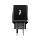 Incarcator retea Well 1x USB-A QC3.0 18W negru PSUP-USB-WQ11802BK-WL