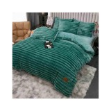 Cumpara ieftin Lenjerie de Pat Cocolino , Cearceaf cu Elastic, 4 Piese, Blană de Iepure Artificială, Verde Menta Inchis - JOJ675