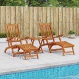 vidaXL Șezlong pliabil și culisant 2 pcs natural Lemn Solid de Acacia 3415407