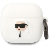 Husa pentru Apple AirPods 4 - Karl Lagerfeld Silicone NFT Karl Head 3D (KLA4RUNIKH) - White