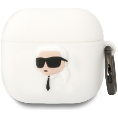 Husa pentru Apple AirPods 4 - Karl Lagerfeld Silicone NFT Karl Head 3D (KLA4RUNIKH) - White foto