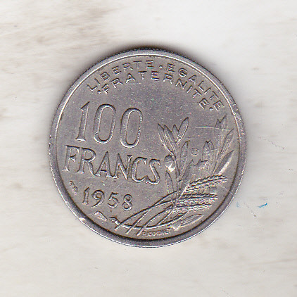 bnk mnd Franta 100 franci 1958 B