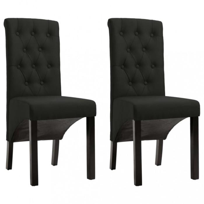 vidaXL Scaune de bucătărie, 2 buc., negru, material textil
