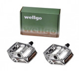 Set 2 pedale Wellgo din aluminiu pentru bicicleta, filet 9/16, culoare argintiu PB Cod:AWR0082S