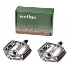 Set 2 pedale Wellgo din aluminiu pentru bicicleta, filet 9/16, culoare argintiu PB Cod:AWR0082S