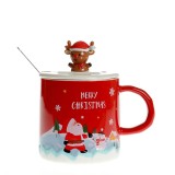 Cana rosie cu capac model craciun 380 ml