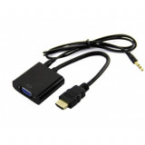 Cablu adaptor HDMI la VGA +3.5 mm JACK audio 20cm, Generic