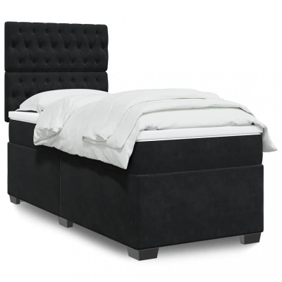 vidaXL Pat box spring cu saltea, negru, 80x200 cm, catifea 3293070 foto