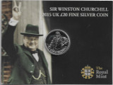 UK Royal Mint BU - 20 Pounds - 0.999 Fine Silver 2015 - WINSTON CHURCHILL, Europa, Argint