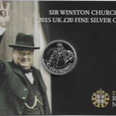 UK Royal Mint BU - 20 Pounds - 0.999 Fine Silver 2015 - WINSTON CHURCHILL