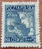 POLONIA-1927-''SCOALA-POPORULUI''- 1val. -cat .Mi.=17e-stampilat'' -Vezi-Scan