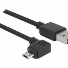 Cablu EASY-USB 2.0 tip A la micro USB-B EASY-USB unghi stanga/dreapta T-T 3m Negru, Delock 83854